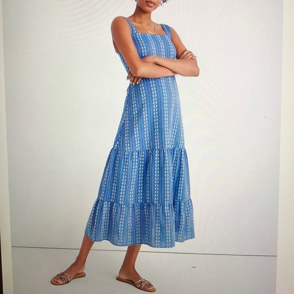 COPY - Madewell Embroidered Button-Back Tiered Sundress